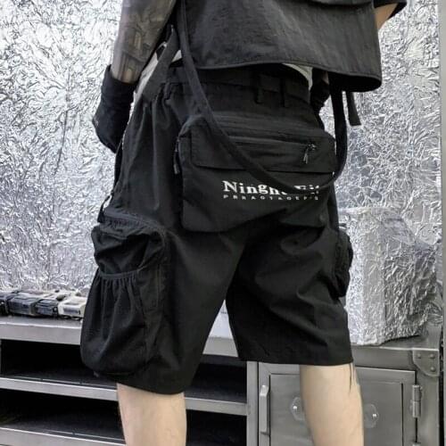 Short cargo pants men Cotton Many pockets Black color Outdoor pant New style fashion