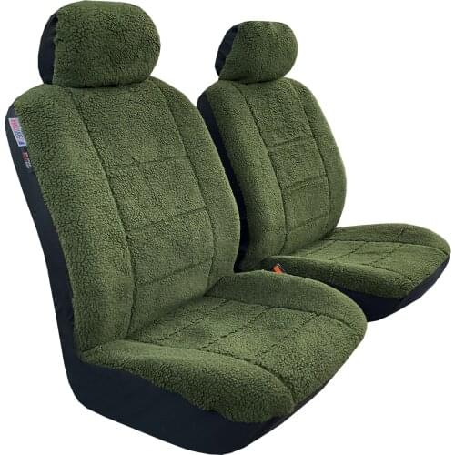Faux Sheepskin Car Seat Cover For Toyota Rav4 2020, Dark Green Front Set SUV Auto Protector, Airbag Safe Universal Fit