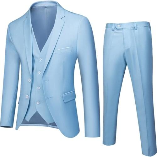 Business Suit Jacket Coat Blazers Trousers Waistcoat Mens Wedding Three Pieces Pants Vest Large Size Professional Suits