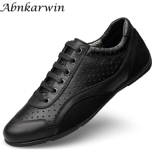Spring Autumn Men Black Leather Sneakers Casual Shoes Fashion Driving Breathable Plus Size Big Size 48s