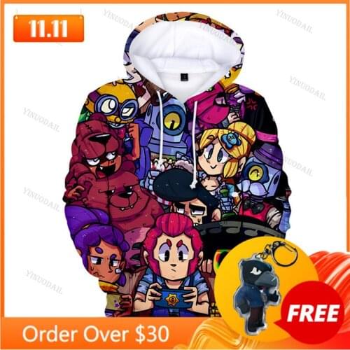 Crow Shooter Kids Hoodie Shooting Game Spike 3D Print Sweatshirt Tops Boys Girls Browlerss Cartoon Star, Tops Teen Clothes