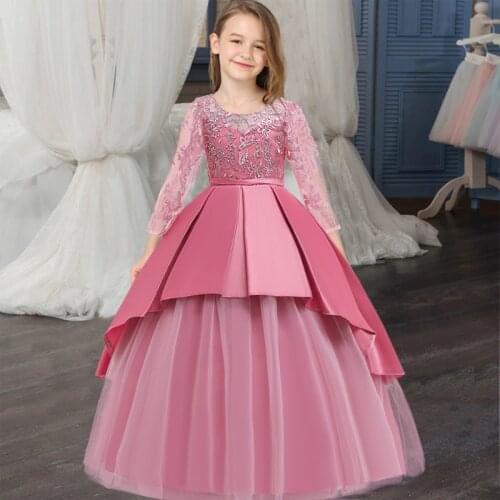 Kids Girl Elegant Cake Tutu Dress Flower Dress Children Party Wedding Formal Dress for Girl Princess First Communion Costume