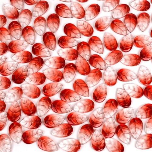 Double Color Leaf Shape Czech Glass Beads Lampwork Earrings Hair Ornaments DIY Materials Beads for Jewelry Making Kralen Bijoux