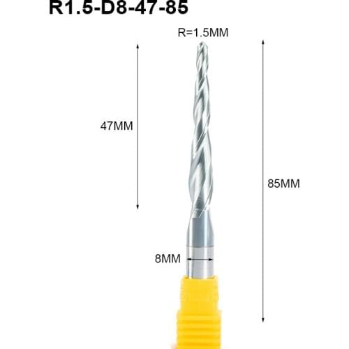 2pc SHK 8mm Tungsten solid carbide Coated Taper Ball Nose CNC milling cutter router bits for wood and cutters for metal end mill
