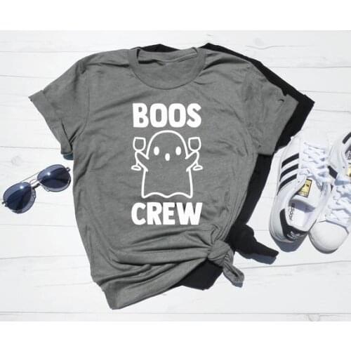 Halloween Boos Crew T-Shirt Hipster Casual Slogan Graphic Tee Halloween Cute Women Boos Wine Printed Tops Camisetas Outfits