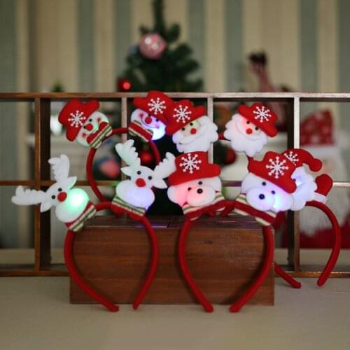 Hot New Cute Shinning Christmas Decoration Santa Snowman Antlers Hair Band Headband Merry Xmas Festival Party Props