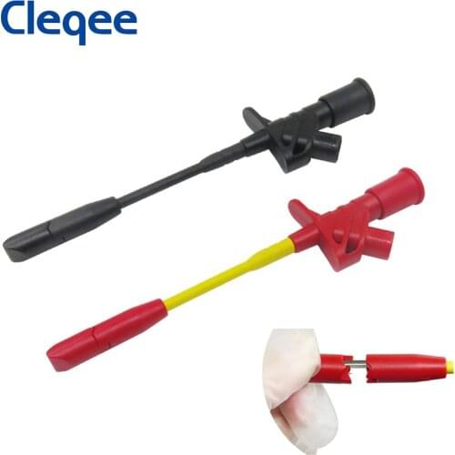 Cleqee P5005 2CS Professional Piercing Needle Test Clips Multimeter Testing Probe Hook with 4mm Socket 10A