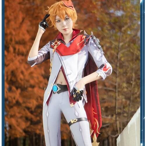 Tartaglia Game Genshin Impact Tartaglia Ajax Cosplay Costume 12pcs Full Set Cosplay Genshin Impact Cosplay Costumes and Wig