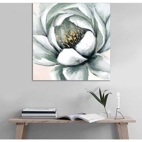 White and Green Flower Painting Modern Canvas Painting Abstract Wall Art Prints Canvas Decorative paintings Canvas Prints Art