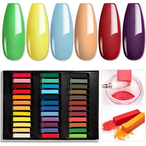 Mtssii 36 Colors Dye Chalk Set Nail Dipping Powders Nail Art Design Pigment Dust Using With Acrylic Powder For Manicure Gift