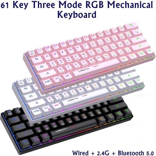 New Three Mode/Two Mode Optional 61 Key RGB Backlight Mechanical Keyboard Portable Desktop Notebook Mobile Phone Keyboard