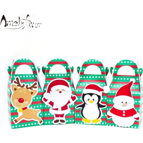Christmas Theme Favor Box Santa Claus Pigeon Snowman Candy Gift Box Cupcake Box Christmas Decoration Party Container Supplies