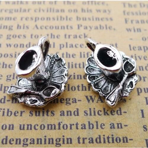 8pcs/Lot 13x13mm 3D Coffee Cup Spoon Alloy Charms Antique Silver Color Pendants for DIY Jewelry Making Charm