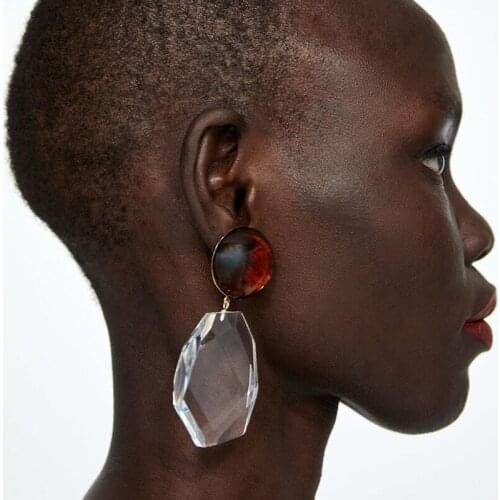 Transparent Acrylic Pendant Drop Earrings for Women Exaggerated Geometric Element 2020 New Trendy Ear Jewelry ET843