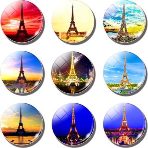 Paris Eiffel Tower travel fridge magnets Fireworks art Glass Dome 30MM cities tourist souvenir decorative refrigerator magnets