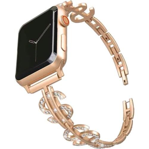 Metal Strap For Apple Watch Series 7/6/5/4/3/2/1 SE Diamond-Studded Fashion Personality Band For Iwatch Band 38MM 40MM 42MM 44MM
