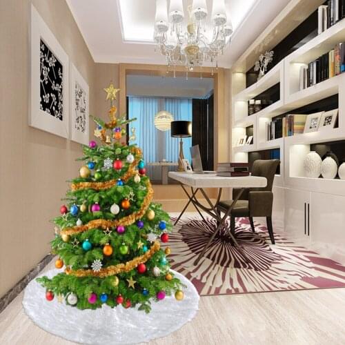 Christmas Tree Plush Skirt Holiday Tree Ornaments Round Snow White Xmas Tree Skirt Mat Base Cover For Christmas 48Inch/122CM