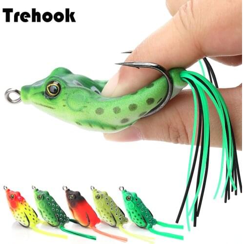 TREHOOK 6cm 12g Top Water Frog Soft Fishing Lure Pike Wobblers Artificial Bait For Fishing Tackle Bass Lures Ray Frog With Skirt