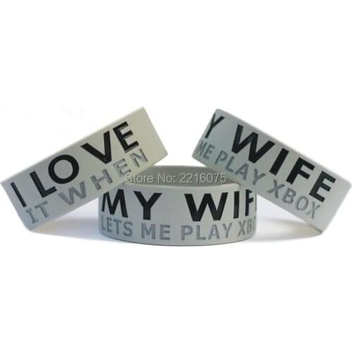 300pcs One Inch I Love It When My Wife Lets Me Play Xbox wristband silicone bracelets free shipping by DHL express