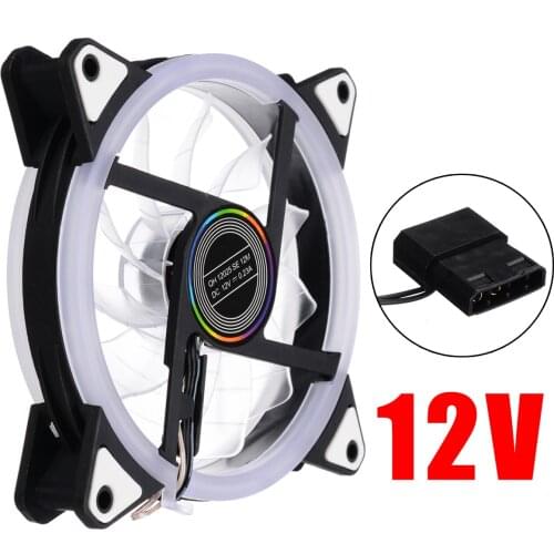 120mm 12V Quiet LED Cooling Fan RGB Adjust 4Pin to 3Pin PC Desktop Computer Case Cooling Cooler Fan for Computer CPU Cooler