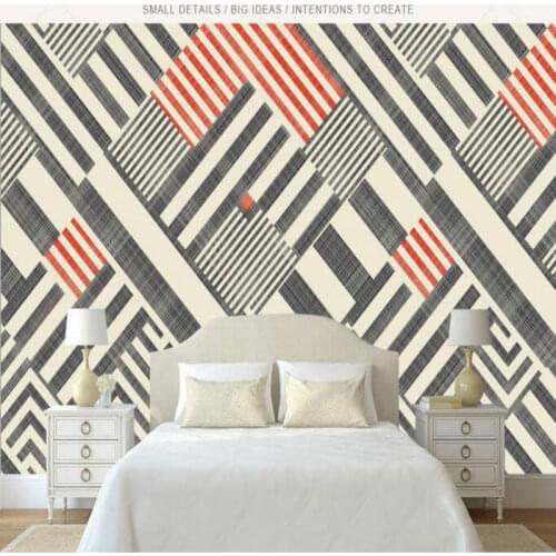Home Improvement 3D Wallpaper for Walls 3d Decorative Wall Paper Background Painting Retro Nostalgia Abstract Geometric Lines