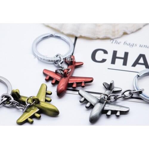 Vintage Metal Plane Keychain For Men Retro Gold Color Aircraft Key Chains On Pants Bag Trinket Male Jewelry Party Boyfriend Gift