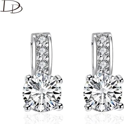 Fashion vintage jewelry 585 gold color stud earrings for women shine crystal cute brincos wedding bridal earring gifts DDe039