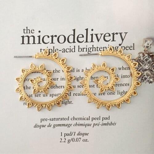 Bohemia Gold Color Plating Sprial Fringe Eddy Shape Hoop Earrings For Women Girl Elegant Gorgeous Casual Pretty Jewelry