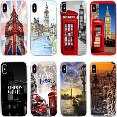 35H London Red Telephone Big Ben Soft Silicone Tpu Cover phone Case for iphone 5 5s se X XR XS Max case