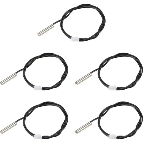 Uxcell 5pcs 150K Temperature Sensor Probe, Stainless Steel NTC Thermal Sensor Probe 50cm Digital Thermometer Extension Cable