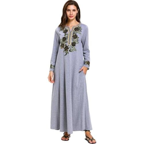 Abaya Kaftan Muslim Women Maxi Dress Knitting Embroidery Turkish Kaftan Dubai Islamic Clothing Ramadan Party Gown Jilbab Robe
