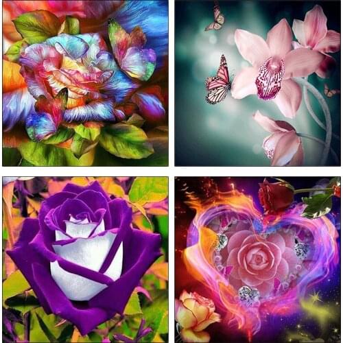 5D diamond painting DIY landscape flower color rose diamond embroidery diamond embroidery handmade cross stitch kit Christmas