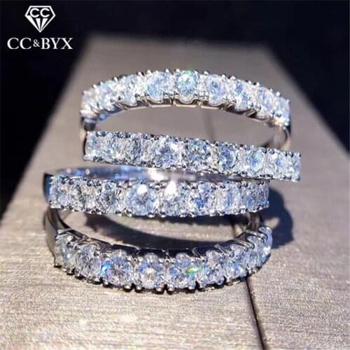 CC Rings For Women S925 Silver Simple Cubic Zirconia Bridal Wedding Promise Engagement Ring Fashion Jewelry Drop Shipping CC3119