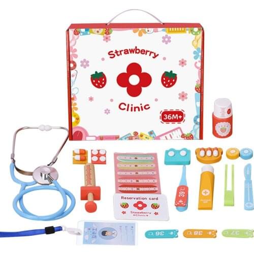 Wooden Doctor Playset Educational Toys For Children Medical Kit Nurse Bag Hospital Play Accessorie Pretend Play Doctor Toys