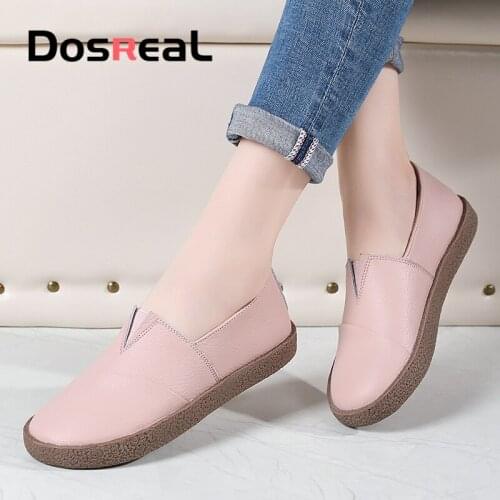 Dosreal Women Flats Cow Leather Moccasins For Females Slip on Fashion Loafers Shoes Ladies Comfortable Casual Sneakers