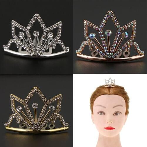 Elegant Crystal Rhinestone Mini Crown Side Tiara Princess Costume Accessories Wedding Party Hair Jewelry