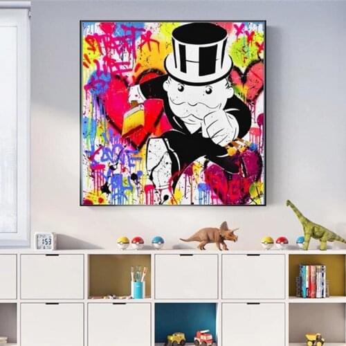 Graffiti Art of Alec Monopoly Modern Canvas Paintings on the Wall Art Posters and Prints Street Art Wall Decorative Pictures
