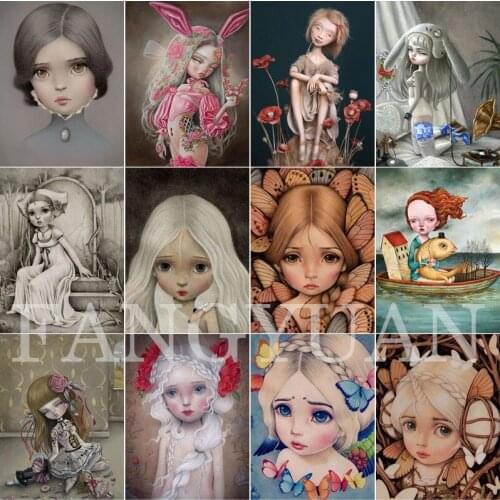 Cartoon Little Girls Diamond Painting Full Square/round Diamond Embroidered 5D Cross Stitch Kit Portrait Wall Art Home Decor