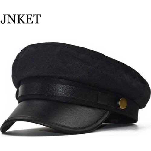 JNKET New Fashion Womens Autumn Winter PU Leather Beret Hat Octagonal Cap Leisure Peaked Cap Duckbill Cap Stylish Flat Cap