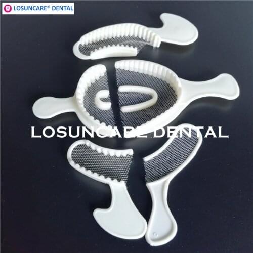 LOSUNCARE 5PCS Dental Impression tray with net 1 Set Watch Ya Mouth Dental Disposable Impression Tray Bite Registration Tray