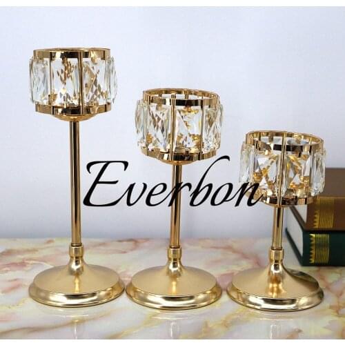 Crystal Candle Holders Set Metal Candlestick Wedding Party Candle Stand Table Centerpieces Home Holiday Decoration Candelabra
