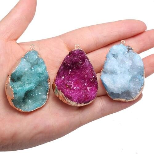 Natural Stone Crystal Cluster Pendants Irregular Shape Exquisite Charm For jewelry making DIY necklace Earring accessories