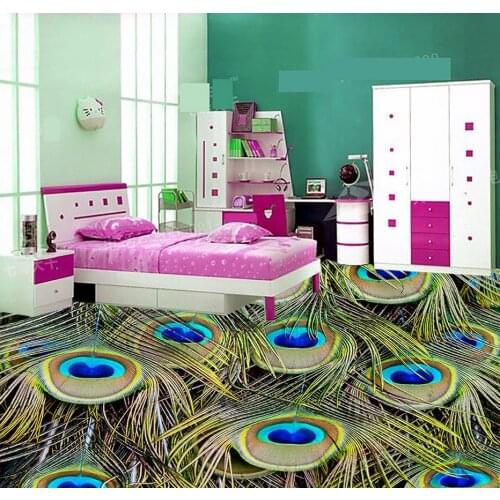 Peacock Bathroom 3d wallpaper floor 3D wall murals wallpaper floor Custom Photo self-adhesive 3D floor