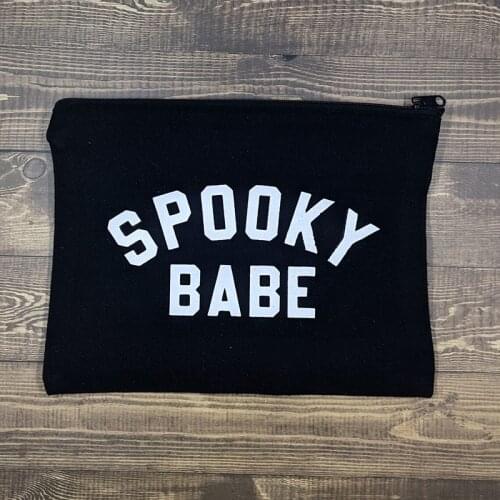 Spooky Season Babe Trick or Treat Witchy Makeup Bag fall Witch happy Halloween Eve party Cosplay Costume decoration Gift present