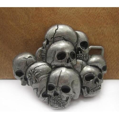 BuckleClub wholesale zinc alloy skulls belt buckle western cowboy jeans gift belt buckle FP-03397 pewter finish