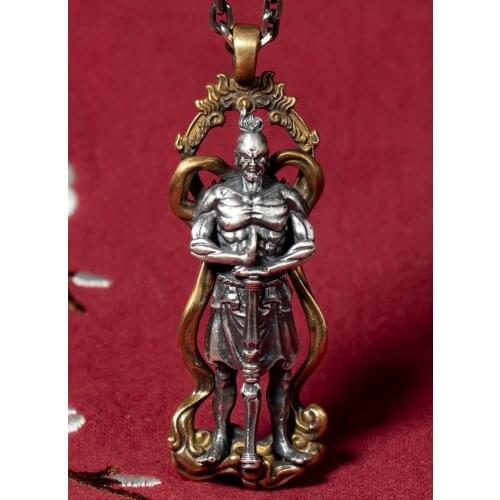 999 Sterling Silver dharma king kong Buddha handmade Pendant charm jewelry men women jewelry gift A5824