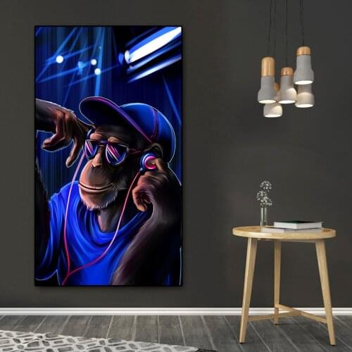 Modern Pop Art DJ Monkey Orangutan Canvas Painting Home Decoration Wall Art Poster Print Wall Picture for Living Room