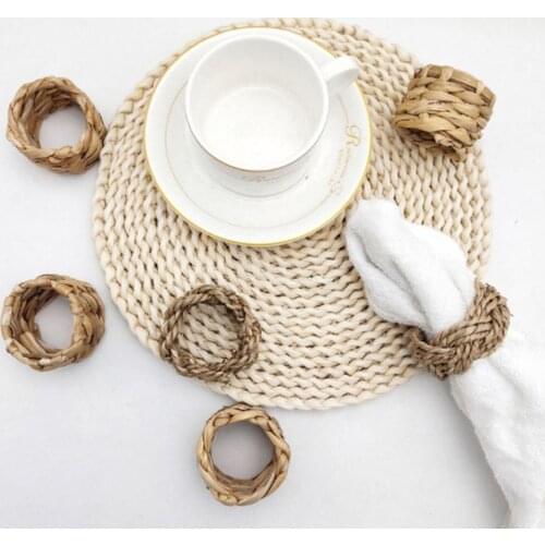 Serviette Buckles Eye-catching Long Lasting Straw Corn Husk Table Decoration Napkin Rings for Wedding
