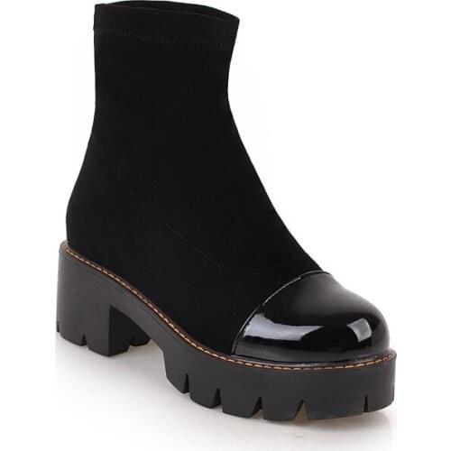 Big Size 9 10 11 12 boots women shoes ankle boots for women ladies boots Patchwork stretch socks and boots