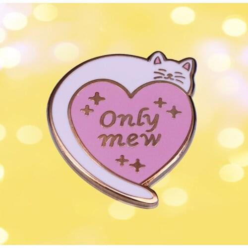 LOVE Heart Only Mew Cat White Kiten Kitty Enamel Brooch Pin Lapel Hard Metal Pins Brooches Badges Exquisite Jewelry Accessories